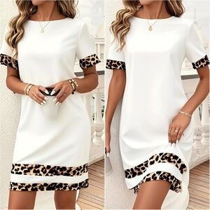 Leopard Kiss Mini Dress - Gray/White